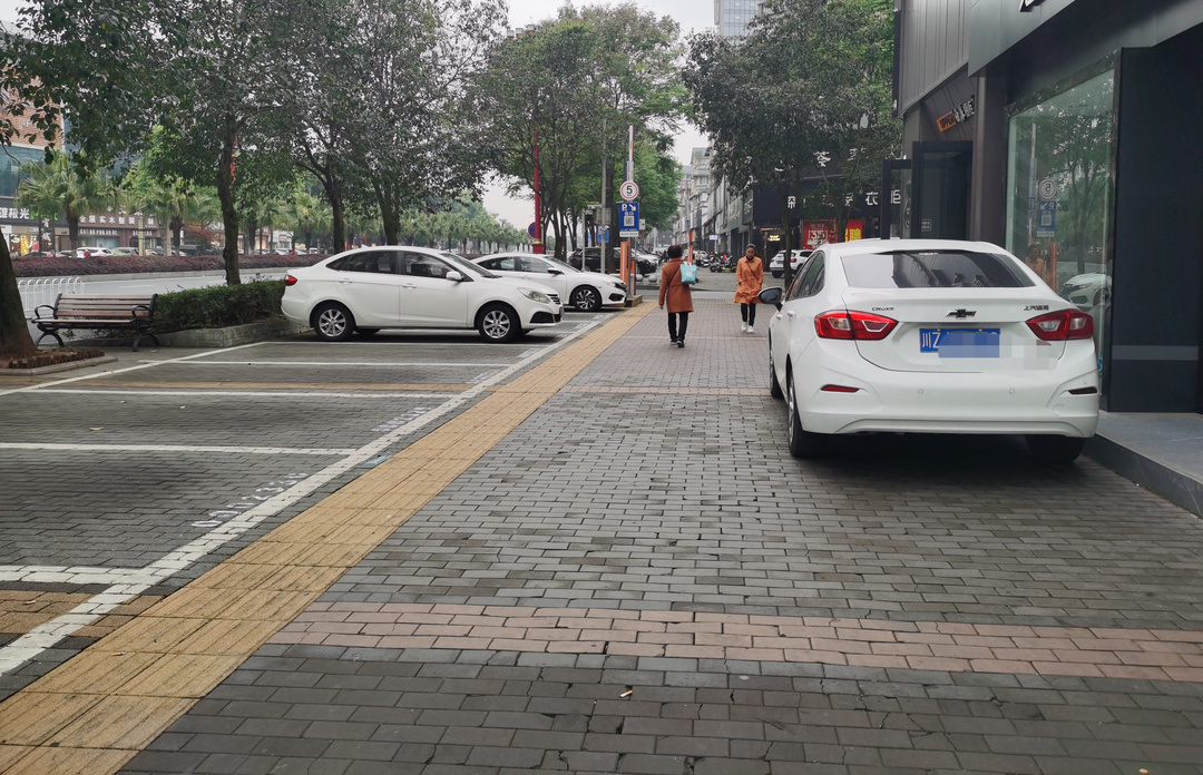 二環(huán)東路，停車位就在一旁，車主卻將車停在人行道。 (1).jpg